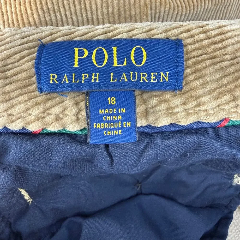 Polo Ralph Lauren Corduroy Pants Boys Y18 Tan Preppy Fall Winter EUC